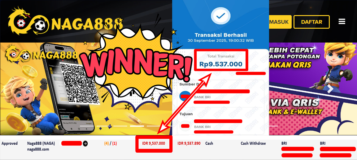Bukti Kemenangan Withdraw IDR 9.537.000,- | NAGA888