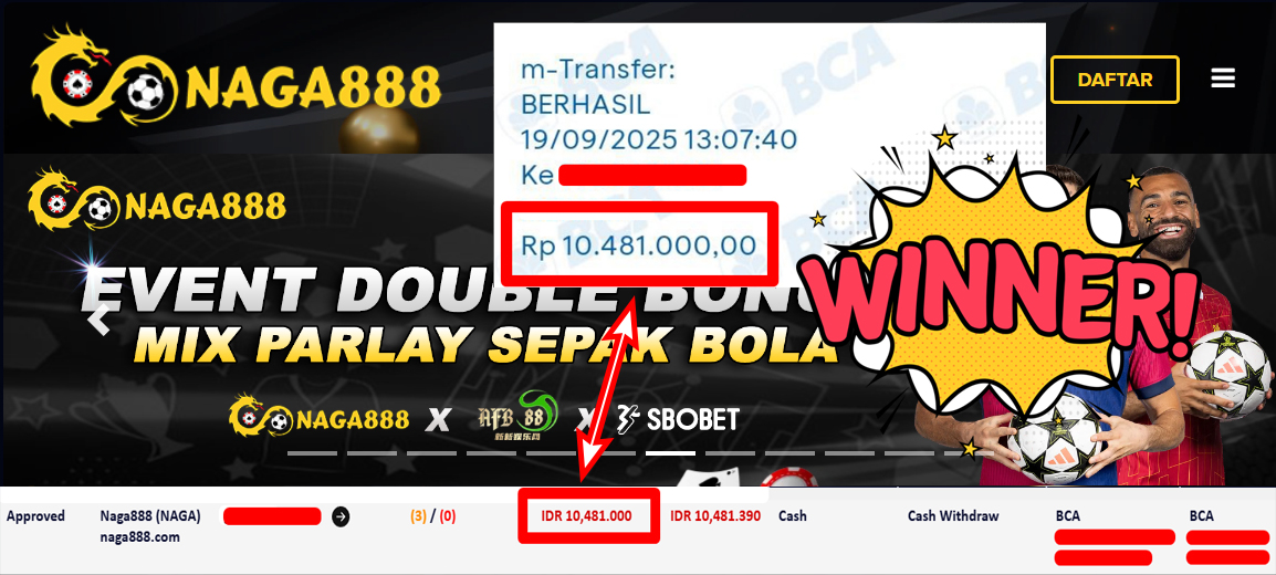 Bukti Kemenangan Withdraw IDR 10.481.000,- | NAGA888