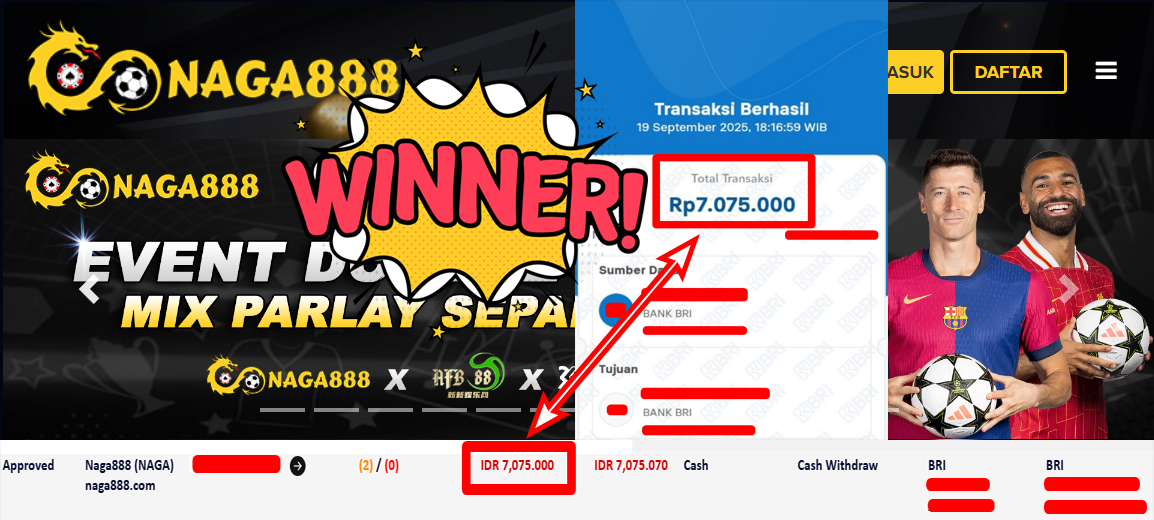 Bukti Kemenangan Withdraw IDR 7.075.000,- | NAGA888
