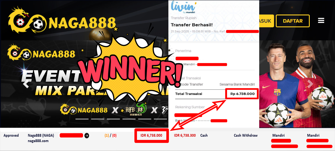 Bukti Kemenangan Withdraw IDR 6.738.000,- | NAGA888