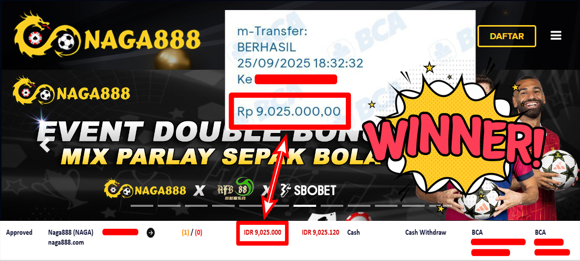 Bukti Kemenangan Withdraw IDR 9.025.000,- | NAGA888