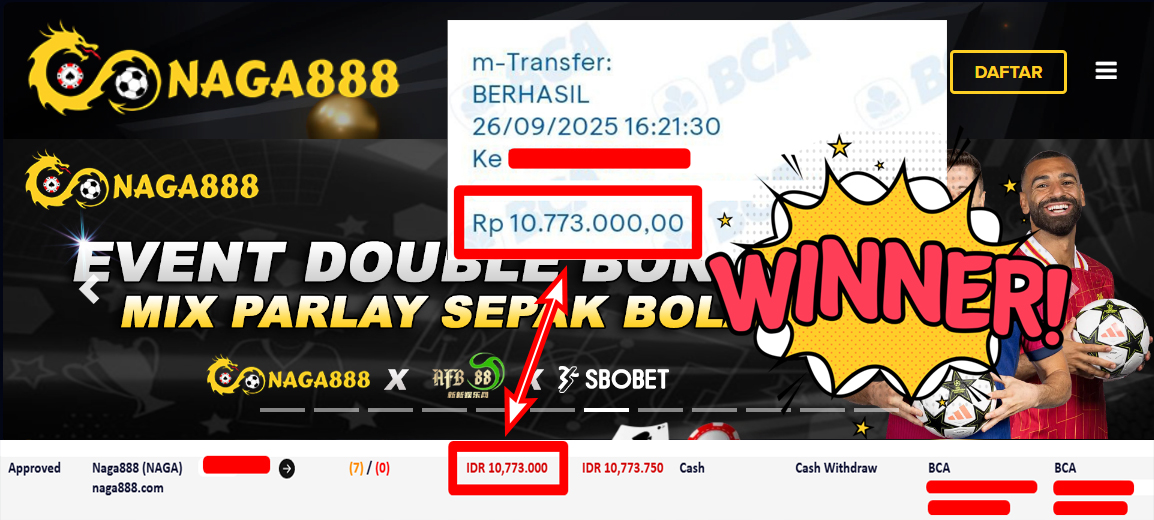 Bukti Kemenangan Withdraw IDR 10.773.000,- | NAGA888
