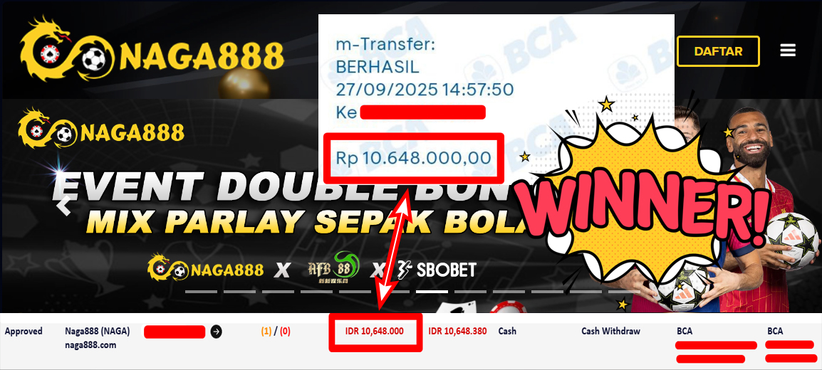 Bukti Kemenangan Withdraw IDR 10.648.000,- | NAGA888