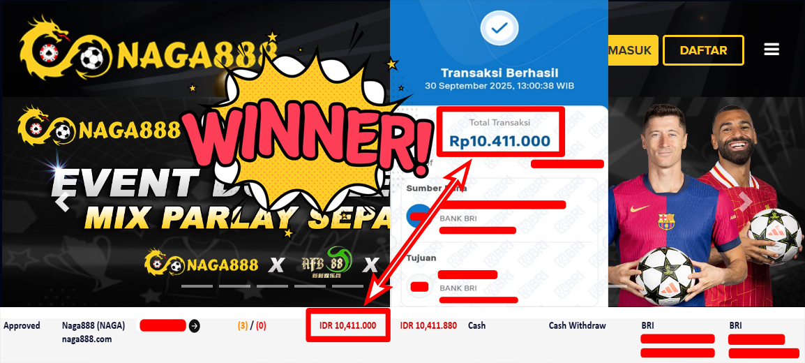 Bukti Kemenangan Withdraw IDR 10.411.000,- | NAGA888