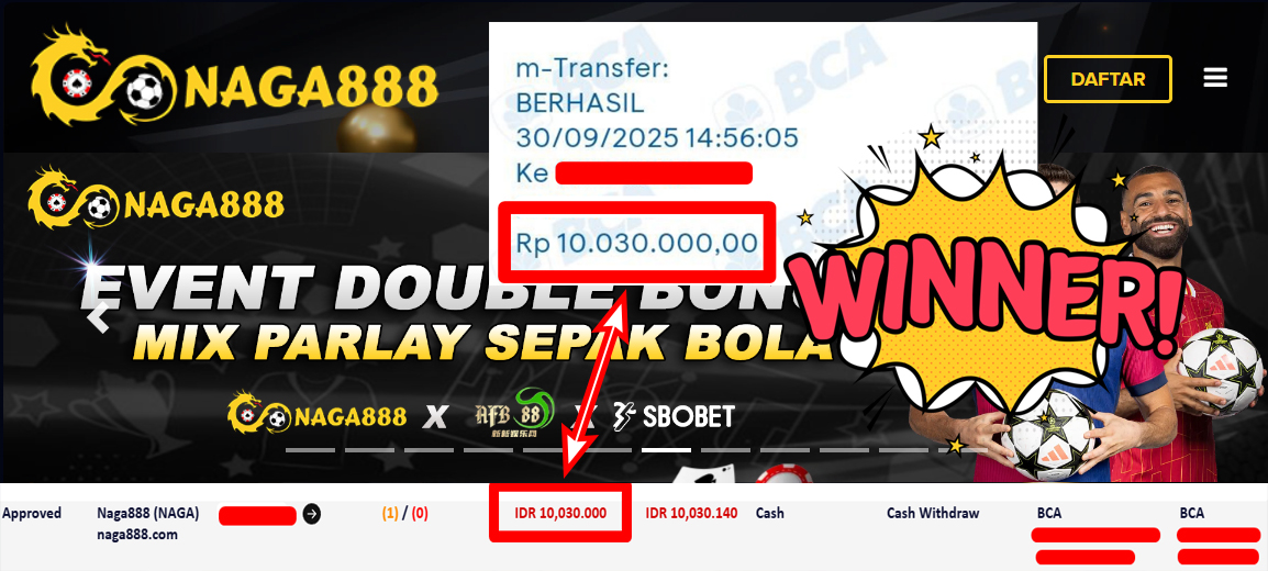 Bukti Kemenangan Withdraw IDR 10.030.000,- | NAGA888