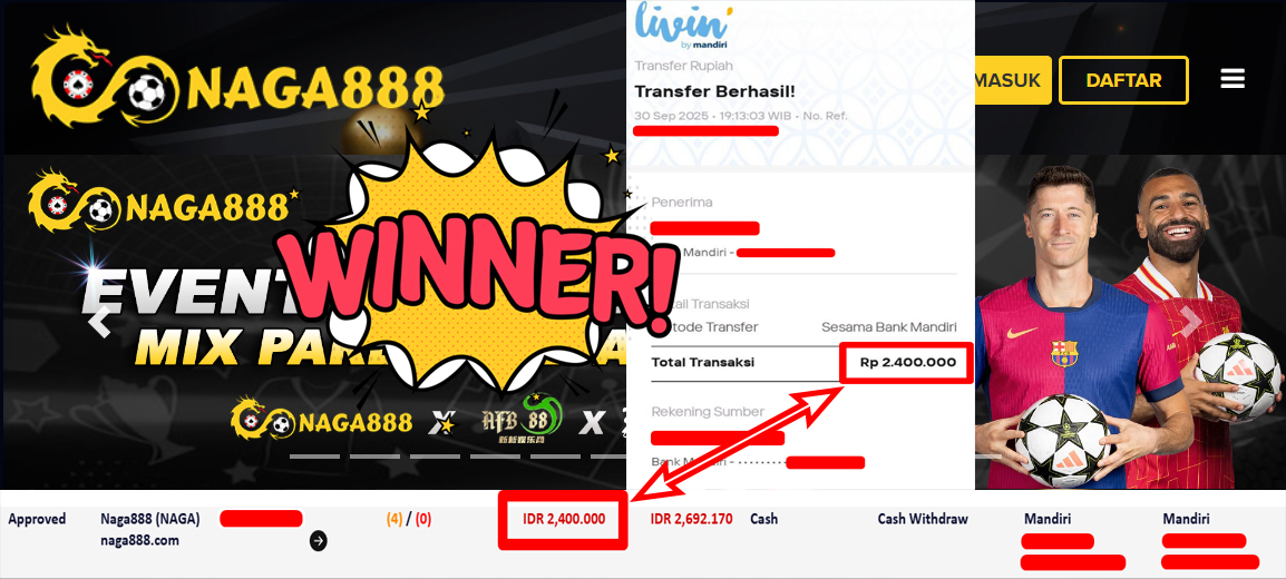 Bukti Kemenangan Withdraw IDR 2.400.000,- | NAGA888