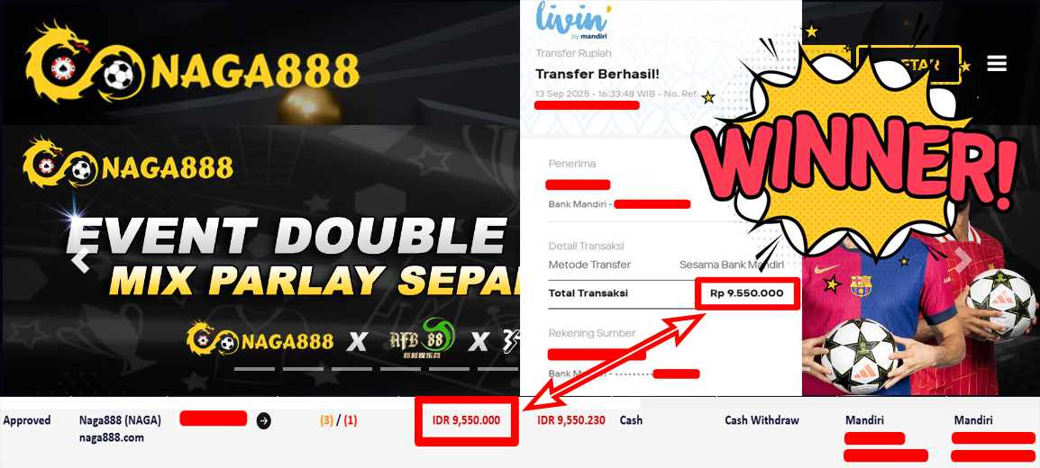 Bukti Kemenangan Withdraw IDR 9.550.000,- | NAGA888