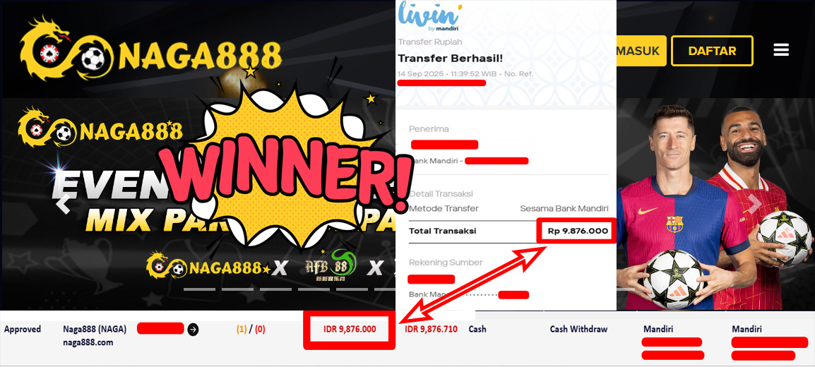 Bukti Kemenangan Withdraw IDR 9.876.000,- | NAGA888