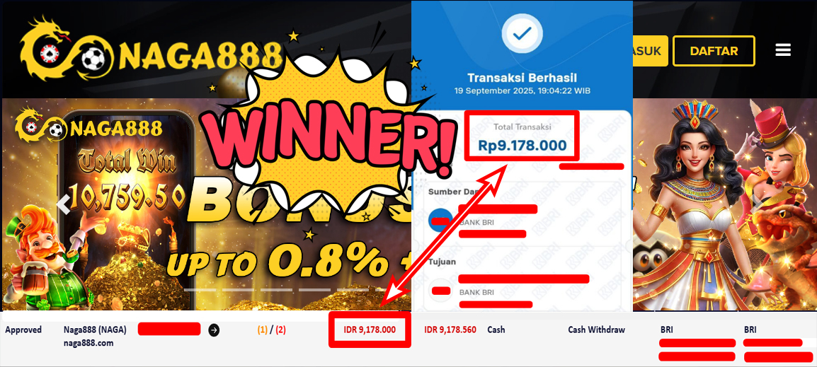 Bukti Kemenangan Withdraw IDR 9.178.000,- | NAGA888