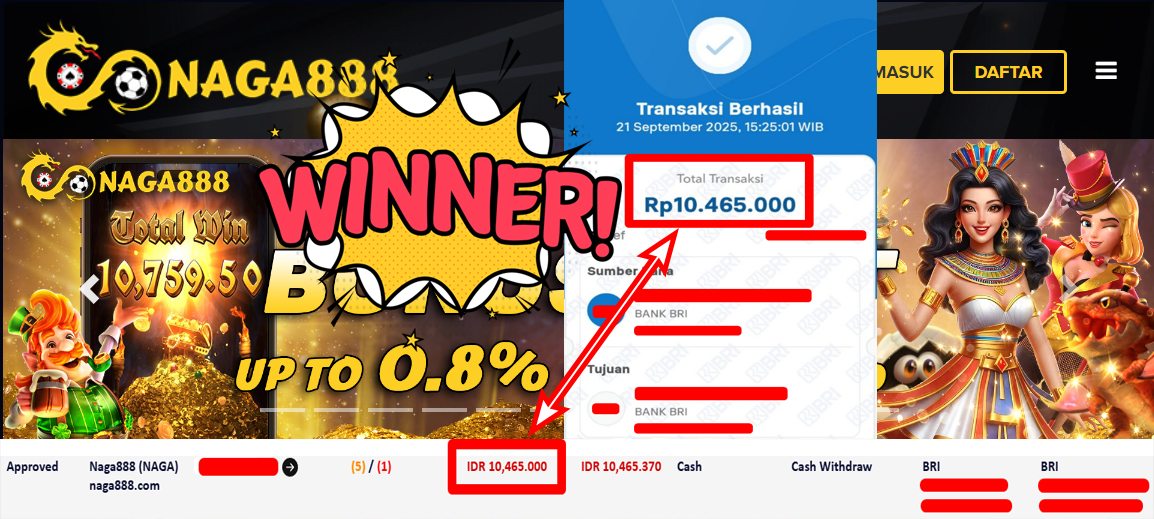 Bukti Kemenangan Withdraw IDR 10.465.000,- | NAGA888
