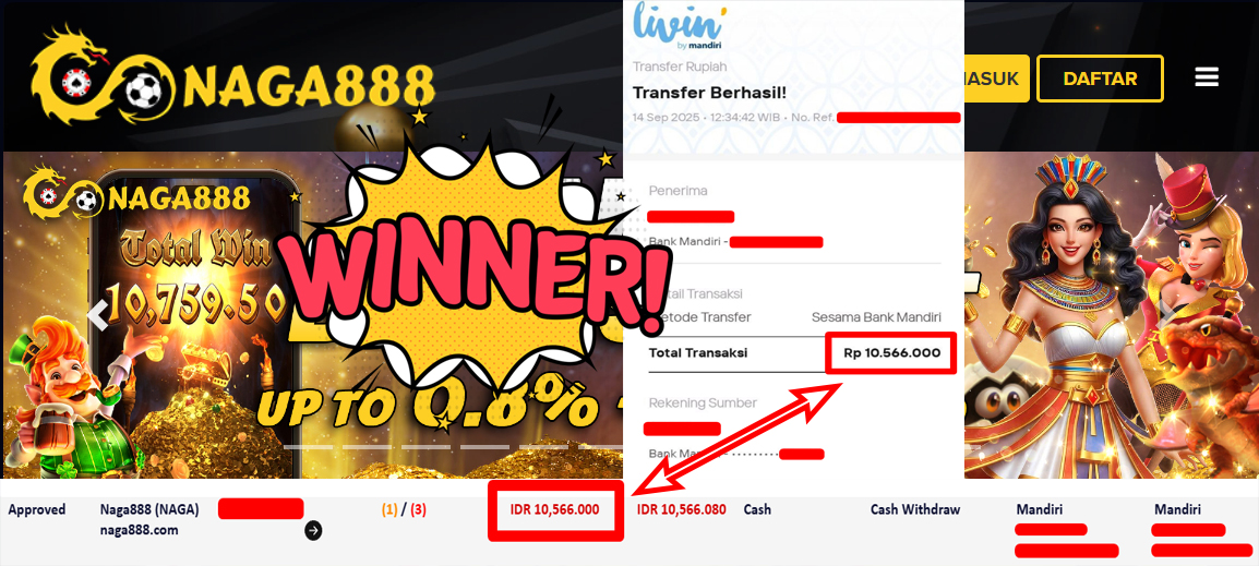 Bukti Kemenangan Withdraw IDR 10.566.000,- | NAGA888