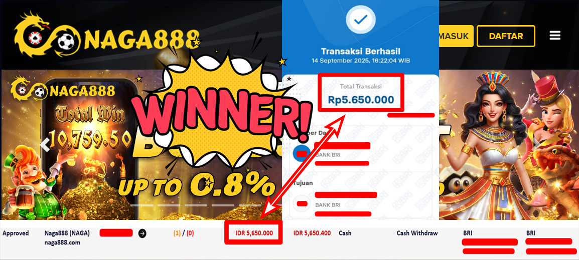 Bukti Kemenangan Withdraw IDR 5.650.000,- | NAGA888