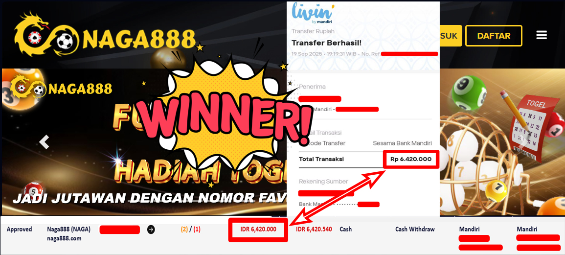 Bukti Kemenangan Withdraw IDR 6.420.000,- | NAGA888