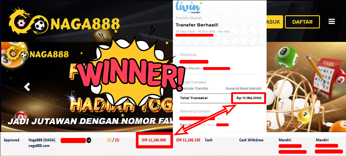 Bukti Kemenangan Withdraw IDR 11.186.000,- | NAGA888