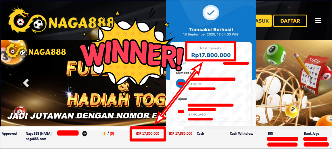 Bukti Kemenangan Withdraw IDR 17.800.000,- | NAGA888