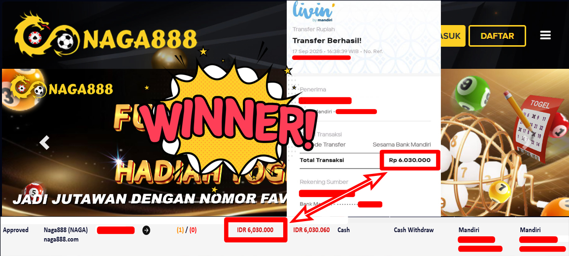 Bukti Kemenangan Withdraw IDR 6.030.000,- | NAGA888