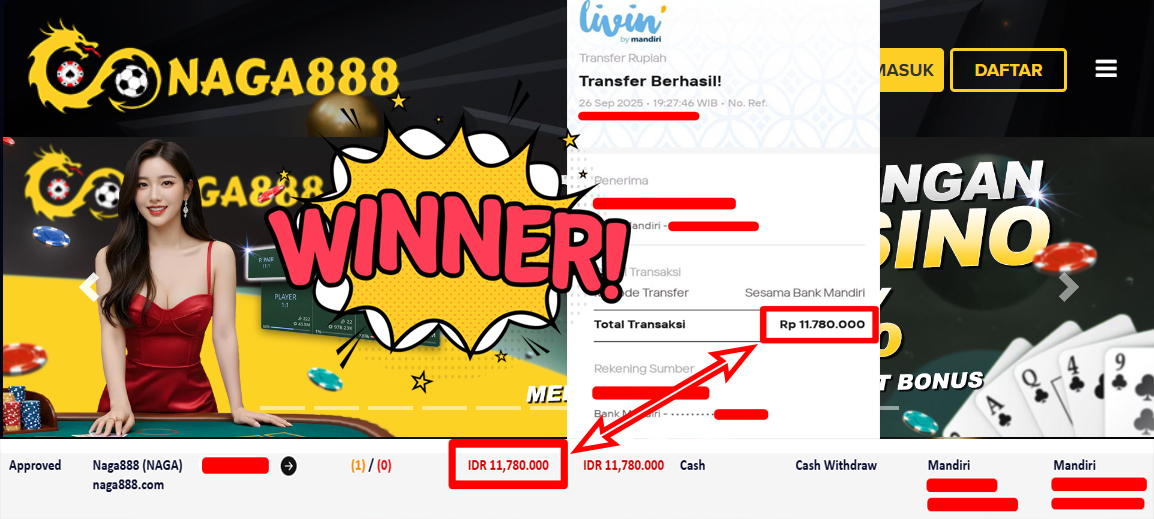 Bukti Kemenangan Withdraw IDR 11.780.000,- | NAGA888