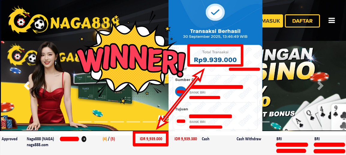 Bukti Kemenangan Withdraw IDR 9.939.000,- | NAGA888
