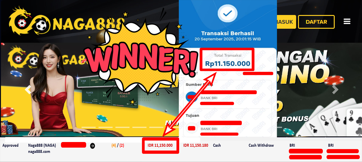 Bukti Kemenangan Withdraw IDR 11.150.000,- | NAGA888