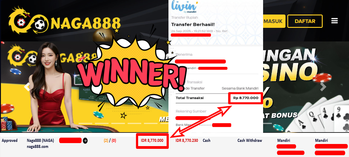 Bukti Kemenangan Withdraw IDR 8.770.000,- | NAGA888