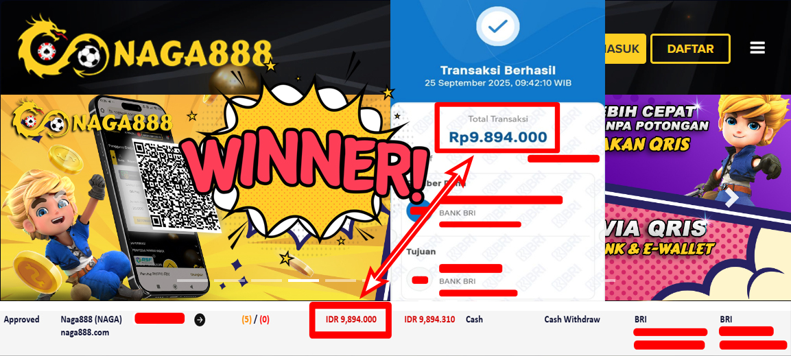 Bukti Kemenangan Withdraw IDR 9.894.000,- | NAGA888