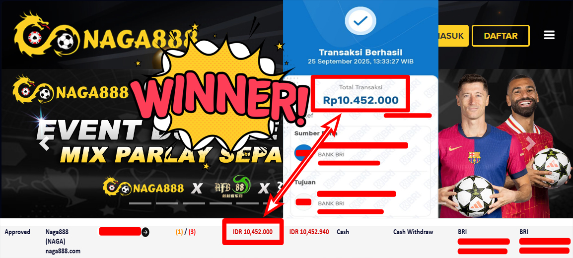 Bukti Kemenangan Withdraw IDR 10.452.000,- | NAGA888