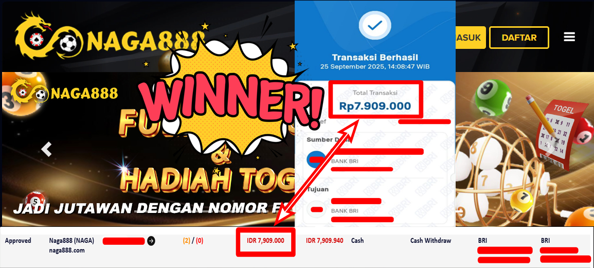 Bukti Kemenangan Withdraw IDR 7.909.000,- | NAGA888