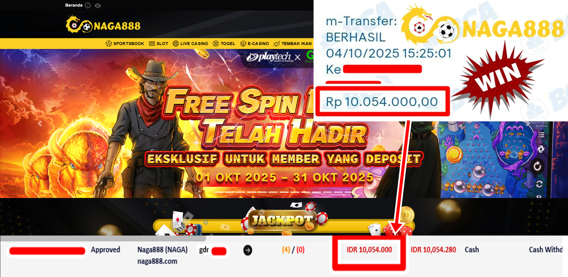 Bukti Kemenangan Withdraw IDR 10.054.000,- | NAGA888