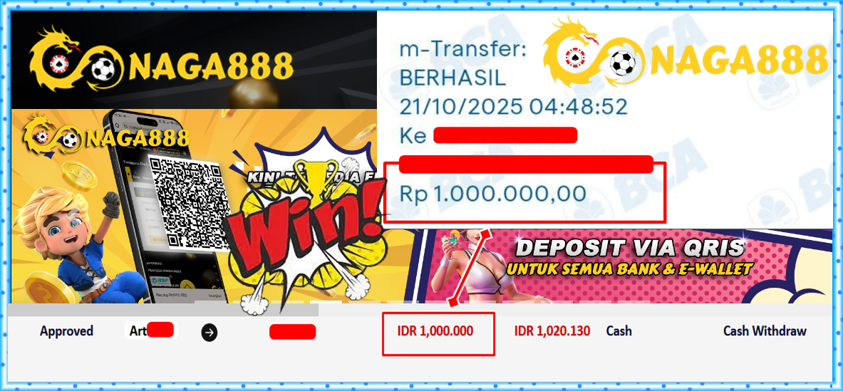 Bukti Kemenangan Withdraw IDR 1.000.000,- | NAGA888
