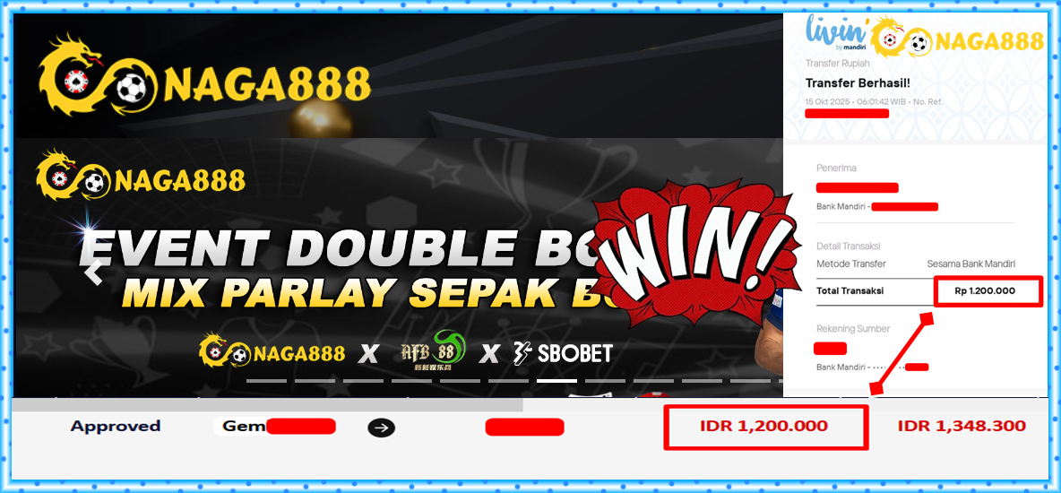Bukti Kemenangan Withdraw IDR 1.200.000,- | NAGA888