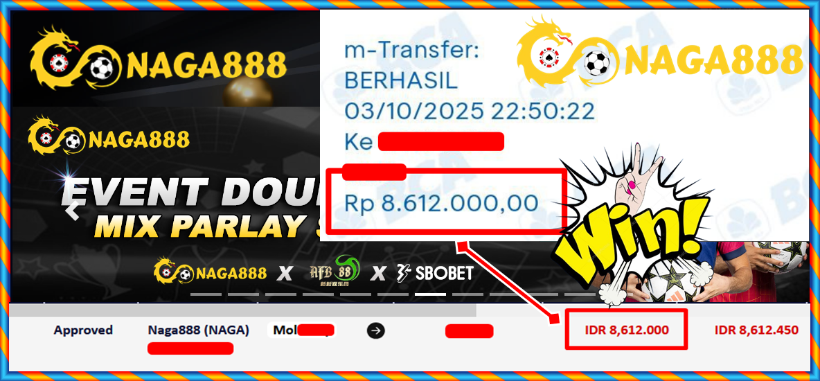 Bukti Kemenangan Withdraw IDR 8.612.000,- | NAGA888