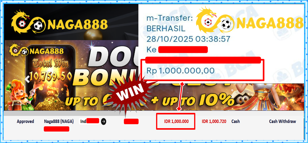 Bukti Kemenangan Withdraw IDR 1.000.000,- | NAGA888
