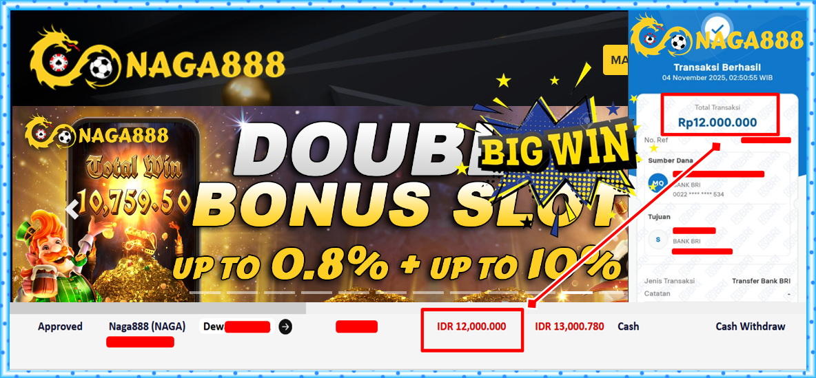 Bukti Kemenangan Withdraw IDR 12.000.000,- | NAGA888