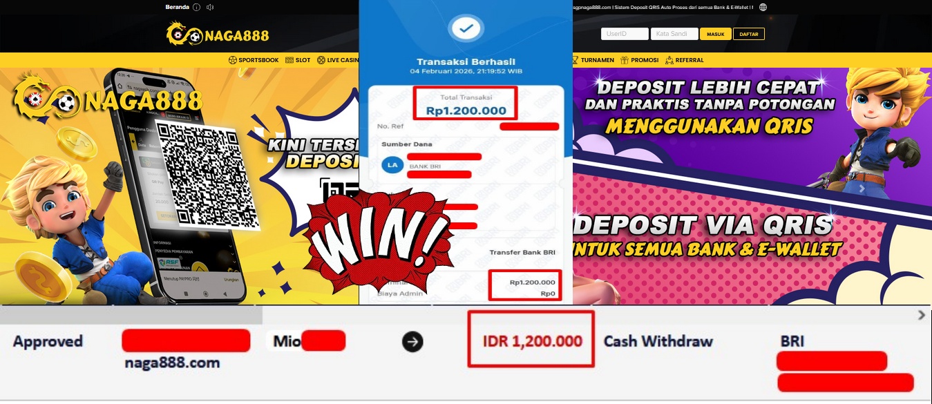 Bukti Kemenangan Withdraw IDR 1,200,000,- | NAGA888