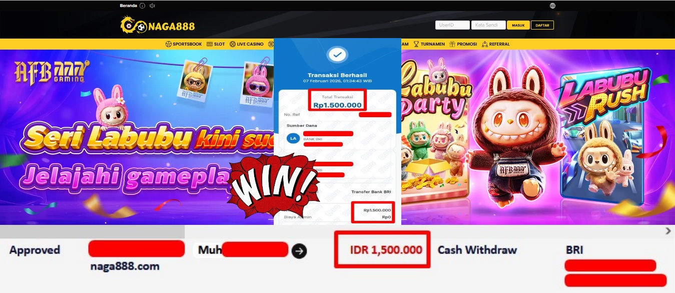 Bukti Kemenangan Withdraw IDR 1,500,000,- | NAGA888