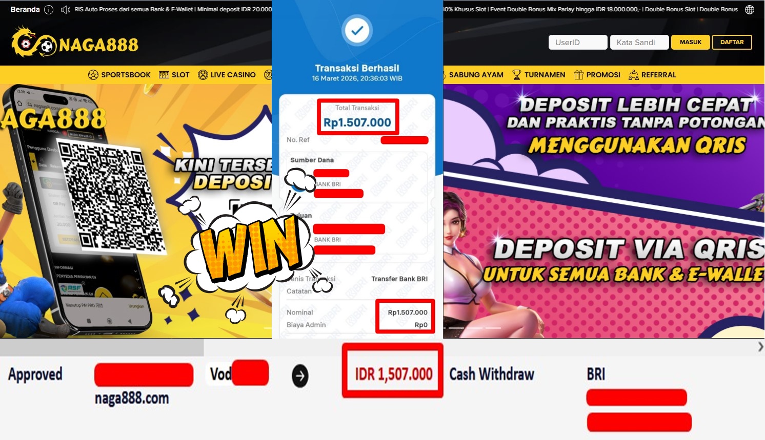 Bukti Kemenangan Withdraw IDR1,507,000,- | NAGA888