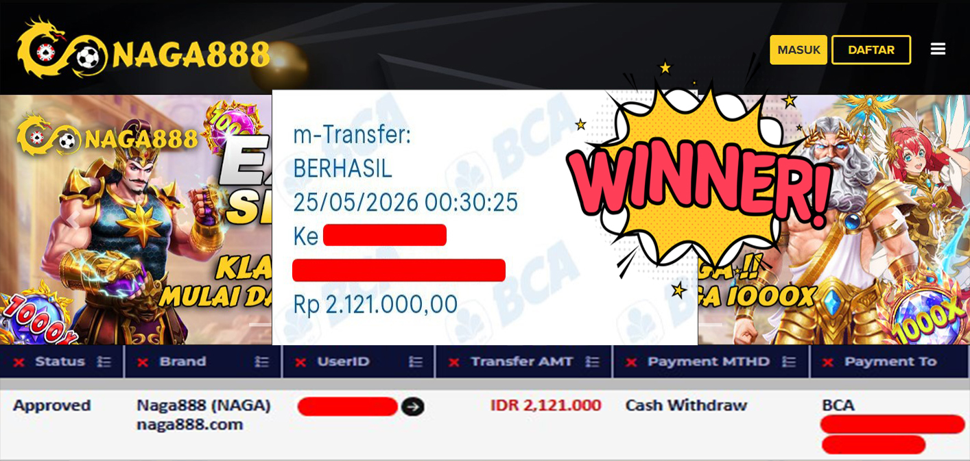 Bukti Kemenangan Withdraw IDR 2.121.000,- | NAGA888