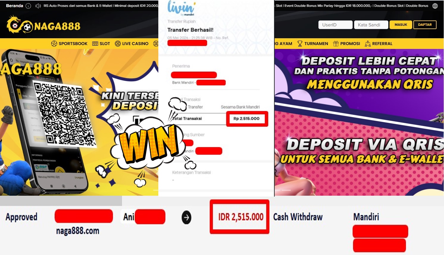 Bukti Kemenangan Withdraw IDR 2,515,000- | NAGA888