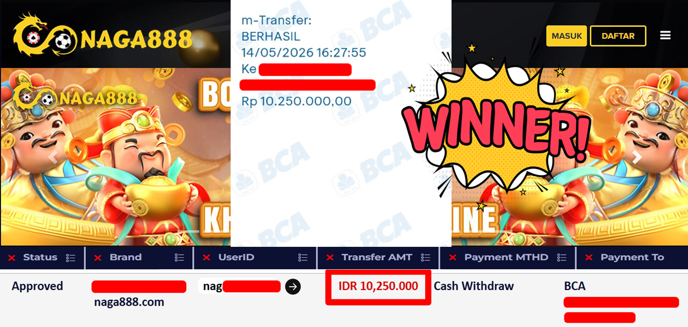 Bukti Kemenangan Withdraw IDR 10.250.000,- | NAGA888