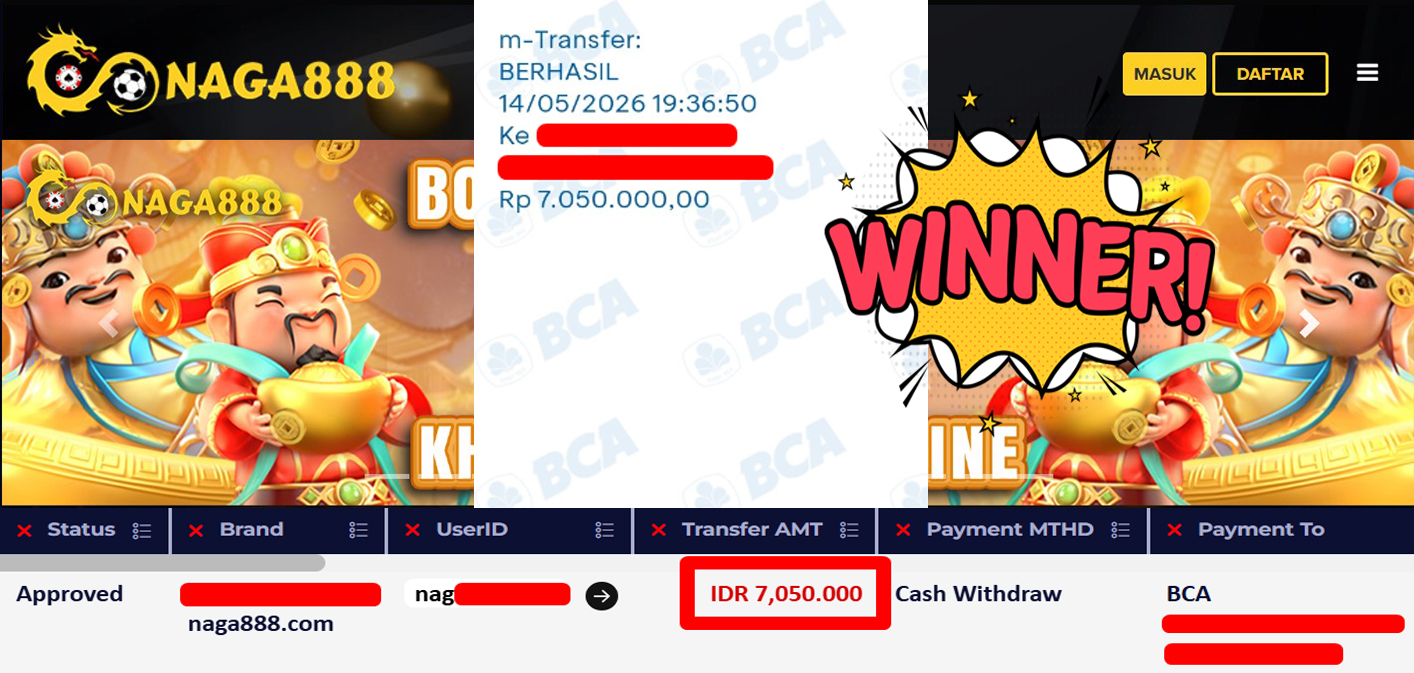 Bukti Kemenangan Withdraw IDR 7.050.000,- | NAGA888